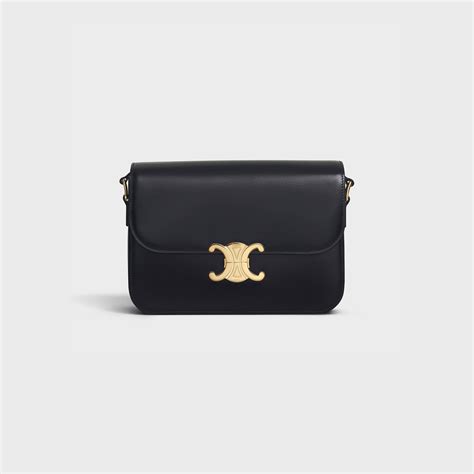 celine classique triomphe bag in shiny calfskin black